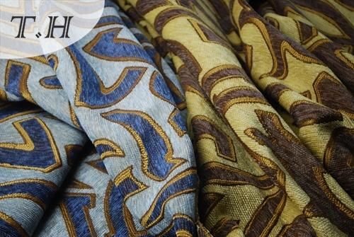 Seven Colors Strip Pattern Chenille Jacquard Sofa Fabric