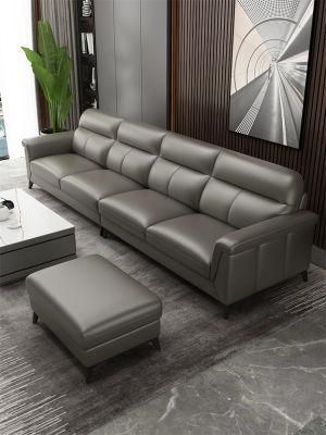 Leather Sofa Modern Minimalist First Layer Cowhide Italian Minimalist Size Living Room Straight Row Combination