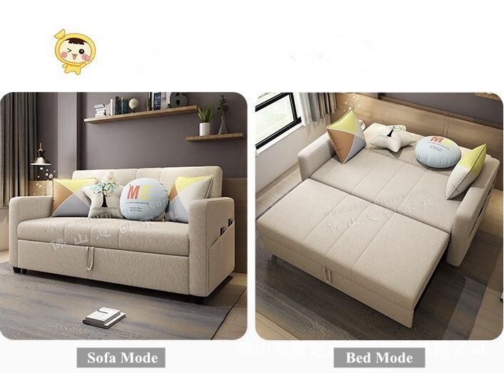 Hyc-Sf05 Multifunctional Sofa Bed 1.5 Meters Solid Wood Foldable Living Room Furniture Sofa