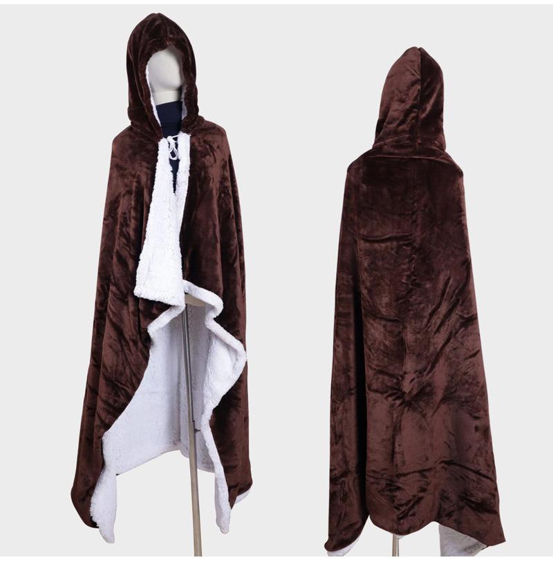 100% Polyester Velvet Flannel Sherpa Throw Bed Sofa Knit Blanket Hoodie Blanket Fuzzy Blanket Wearable Cloak Blanket