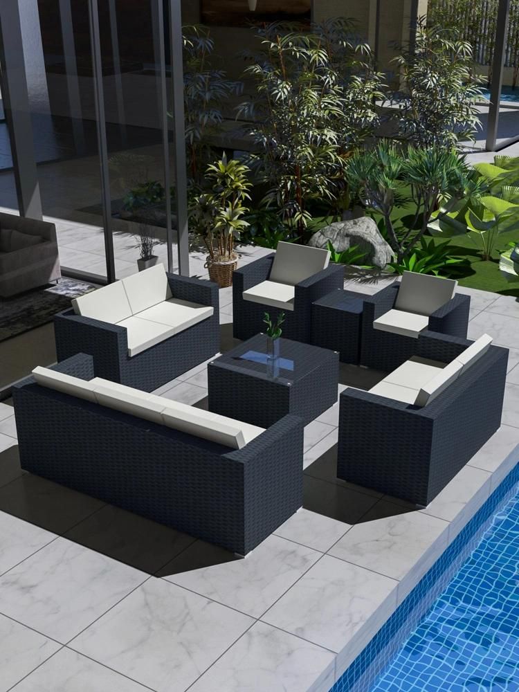 Outdoor Rattan Sofa Design Leisure Outdoor Balcony Rattan Chair Waterproof Villa Courtyard Sofa