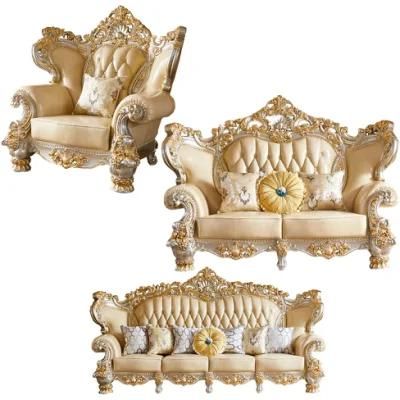 Classic Sofa Furniture Factory Wholesale Wood Carved Antique Luxury Sofa Set in Optional Couch Seat and Furnitures Color