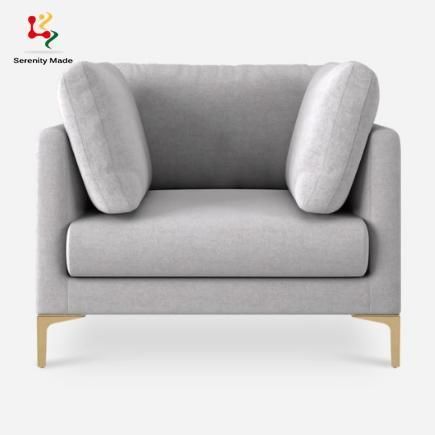 Nordic Hotel Lounge Sofa Couch with Fabric Seater Wood Metal Frame Living Room Armchair