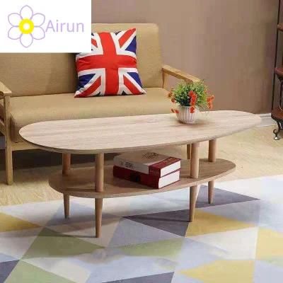 Simple Home Furniture Modern Double Layers Wooden Coffee Table Bed Sofa End Side Table for Living Room