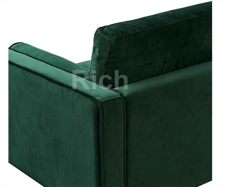 Chinese Furniture Green Velvet Cushion Living Room Fabric Modular Sofa