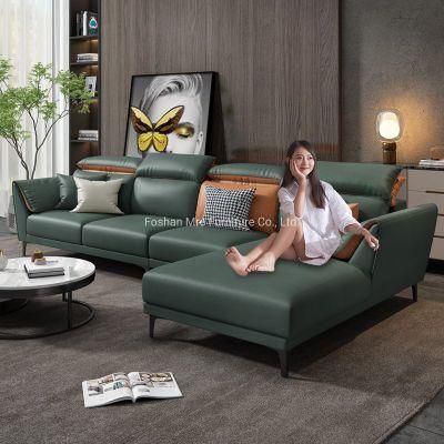 Metal Legs Couch Modern Furniture Green Fabric Sofa