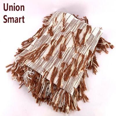 100% Acrylic Classic Throw Blanket Textured Solid Soft for Sofa Couch Decorative Knitted Blanket