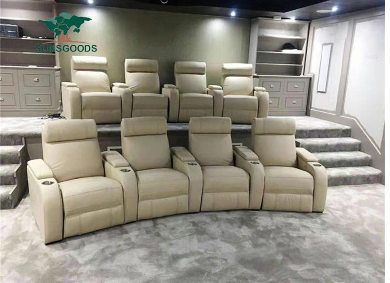 Whole Sale Home Cinema Artificial Leather Theater Seating Recliner Chair Sofa