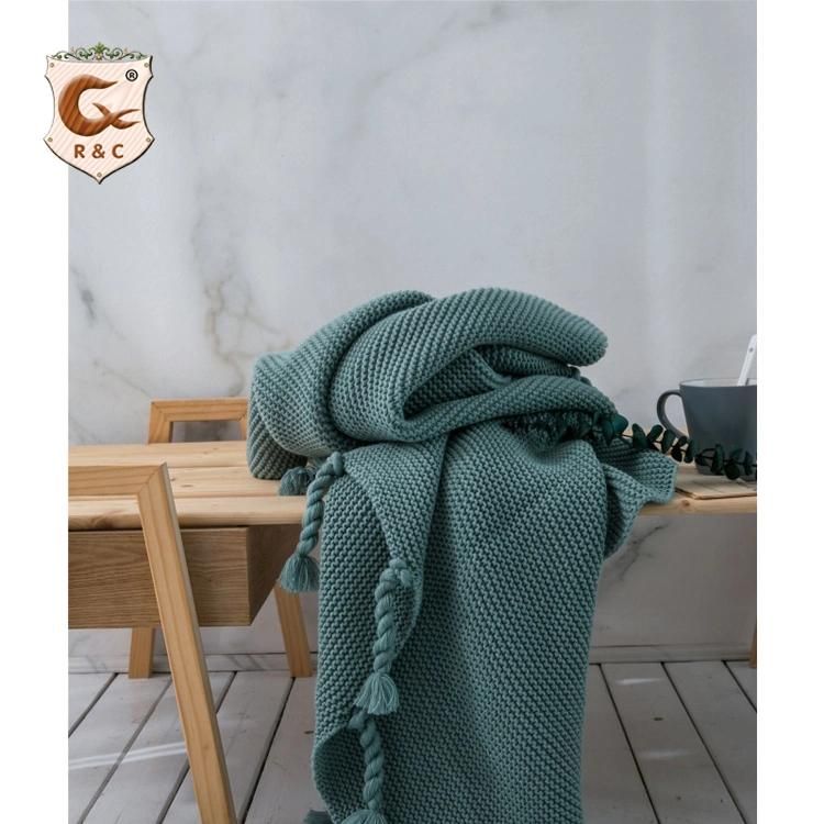 Knitted Wool Throw Blanket for Beds with Tassel Chunky Knit Blankets Sofa Plaid Christmas Decoration for Home