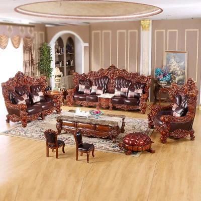 Foshan Sofa Furniture Factory Wholesale Antique Luxury Leather Sofa Set in Optional Furnitures Color and Couch Seat