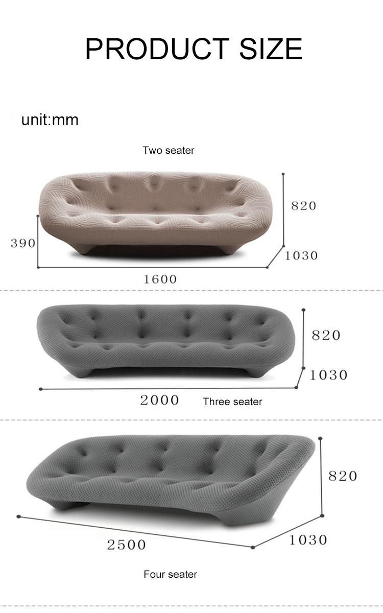 Luxury Leisure Chair Arc Pull Button Sofa Fabric Tufted Cloud Couches Modular Shell Sofa