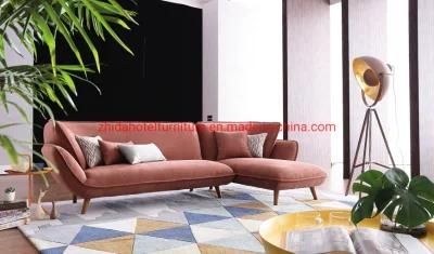 Modern High Back Yellow Fabric Wooden Fabric Lobby Reception Sofa