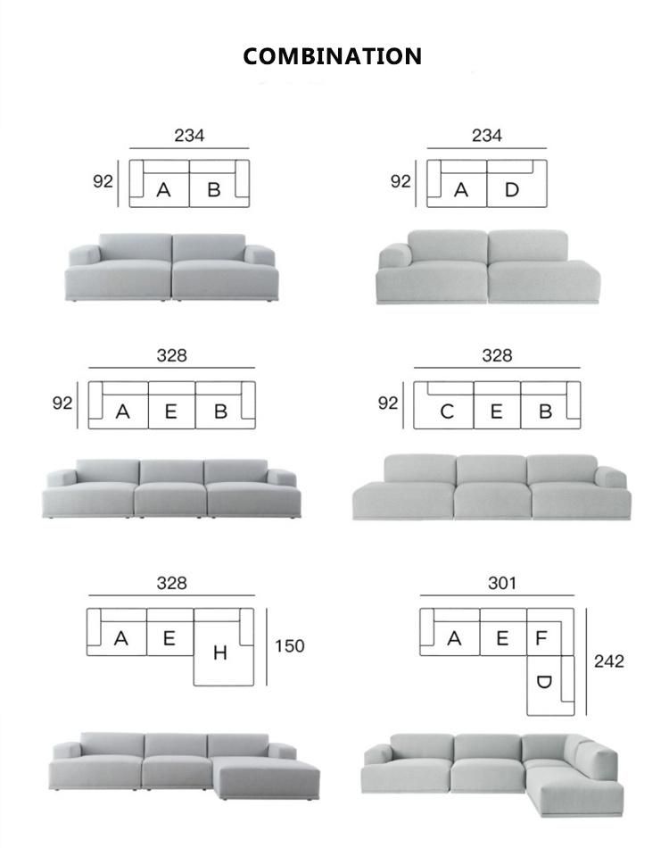 Foshan Modern Home Hotel Furniture 123 Seat Couch Living Room Corner Fabric Sofa