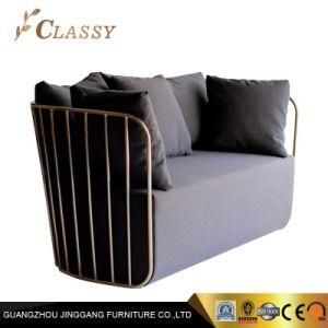 Home Hotel Lobby Furniture Velvet Sofa with Metal Steel Frame