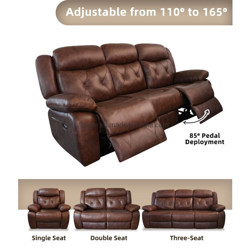 Classic and Traditional Manual Recliner Chair with Comfortable Arms and Back Single Sofa for Living Room Brown