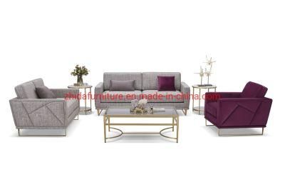 Zhida High Quality Luxury Home Furniture Villa Living Room Golden Stainless Steel Leg Sectional Fabric Sofa Couch Set