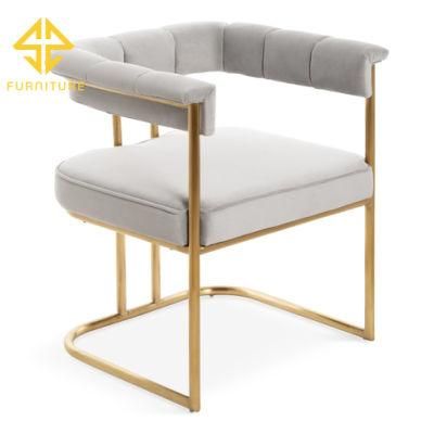Chinese Furniture Velvet Cover Armchair Stainless Steel Metal Feet Accent Sofa &Chair