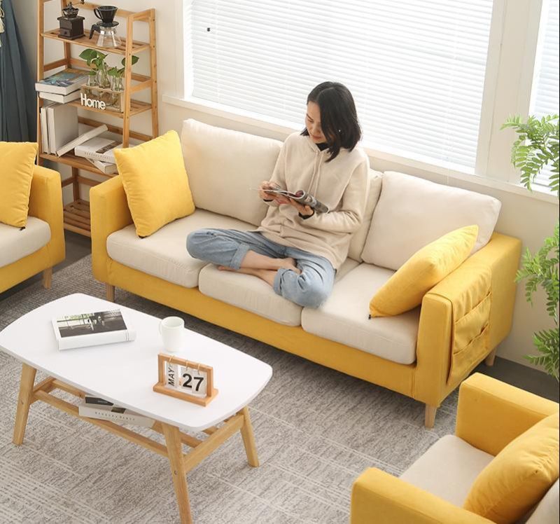 Simple Modern Fabric Sofa Big Three People Nordic Simple Rental Room Clothing Store