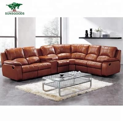 Import Furniture From China Luxury Top Grain Leather Living Room Furniture Corner Sofa
