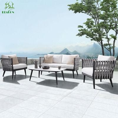 Hotel Villa Nordic Design Aluminum Garden Outdoor Furniture Set Rope Sofa