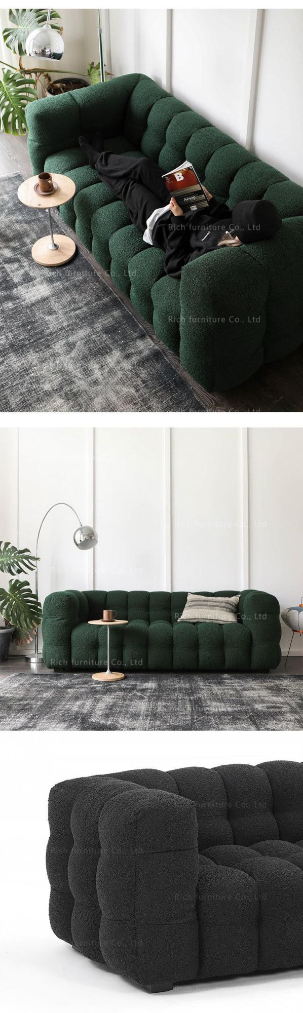Home Modern Leisure Fabric Sofa Single Seat Grey Boucle Sofa for Living Room