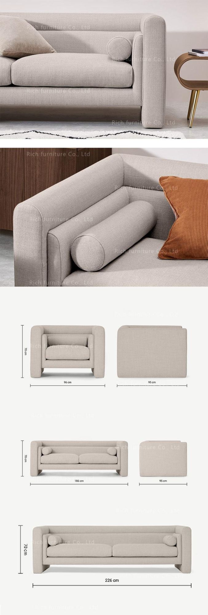 Home Furniture Living Room Modern Sofa Couch Hotel Single Seater Fabric Sofa