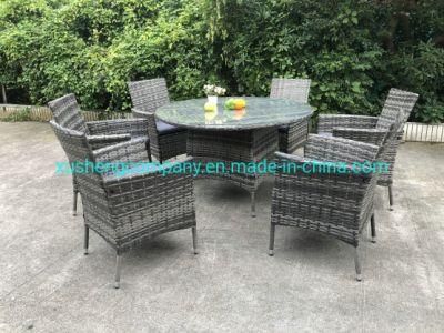 K/D Rattan Sofa Set for Outdoor Furniture with Cushion with Tempered Glass