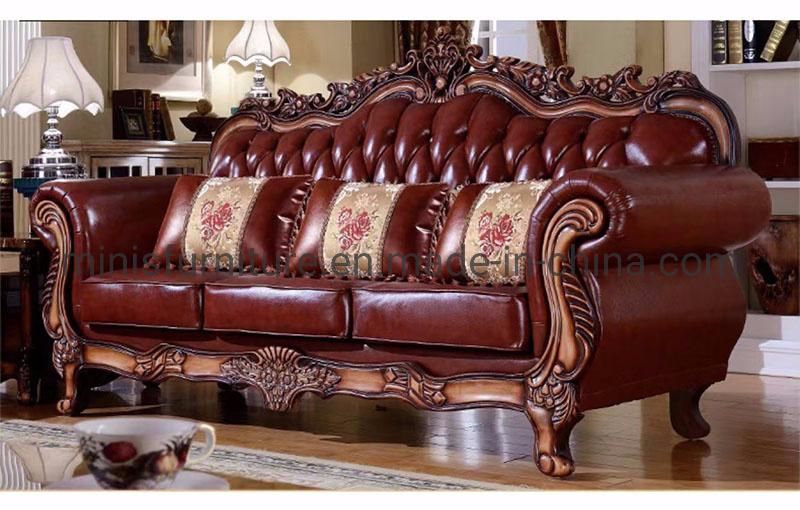 (MN-SF116) Home/Hotel Living Room Furniture Antique Vintage Wood Fabric Sofa Set