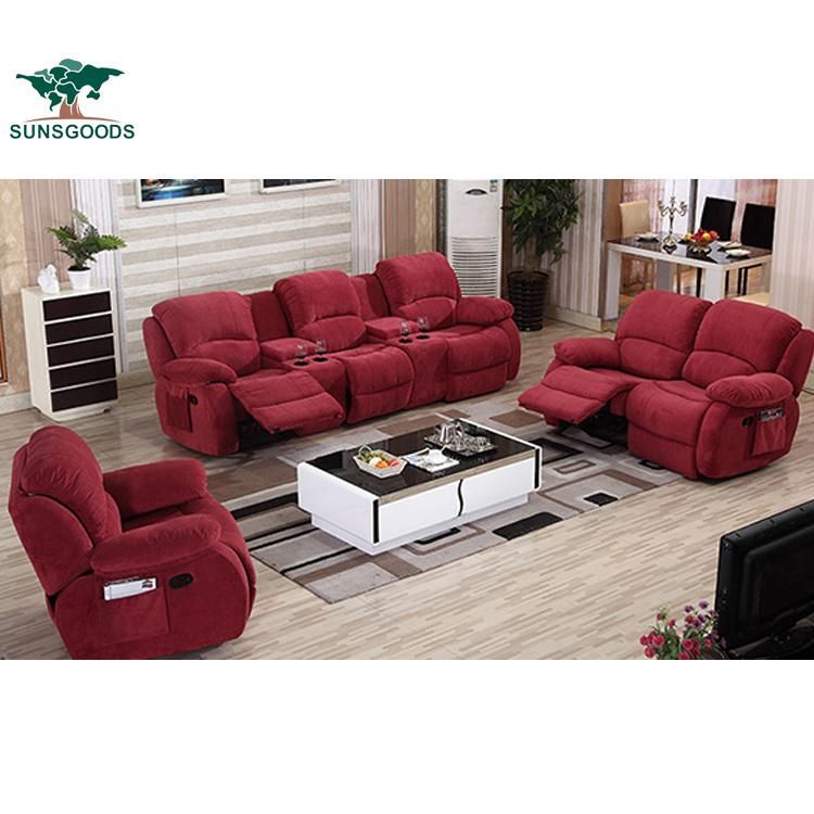 Manufacturer Luxury Red Fabric Leisure Reclienr Sofa Bedroom Furniture Set