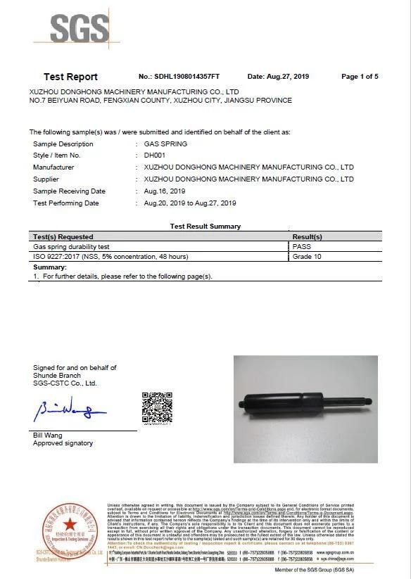 China Factory Price Customized with ISO9001 Approved Gas Spring