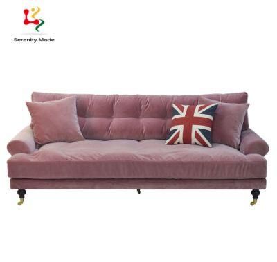 Vintage furniture Pink Velvet Woooden Chesterfield Upholstered Sofas