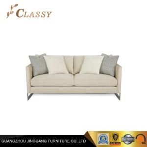 MID Century Modern White Linen Fabric Couch Sofa 2 Seater