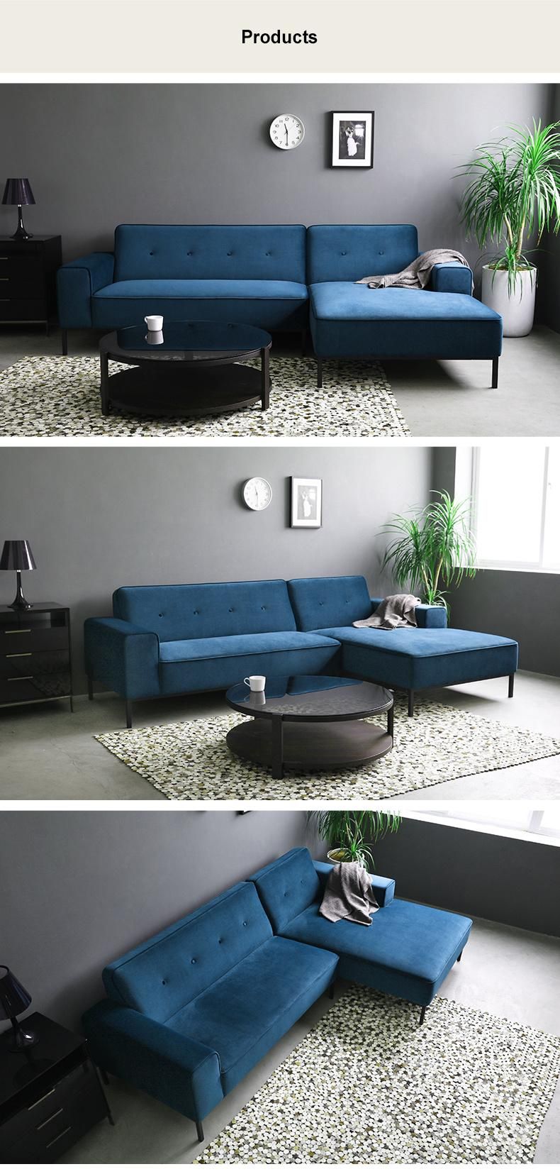 with High Back Living Room Furniture Corner L Shape Fabric Sofa