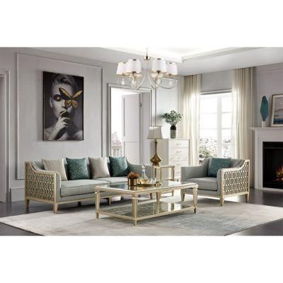 Chinese Luxury Modern Furniture Wooden Frame Fabric Living Room Sofa