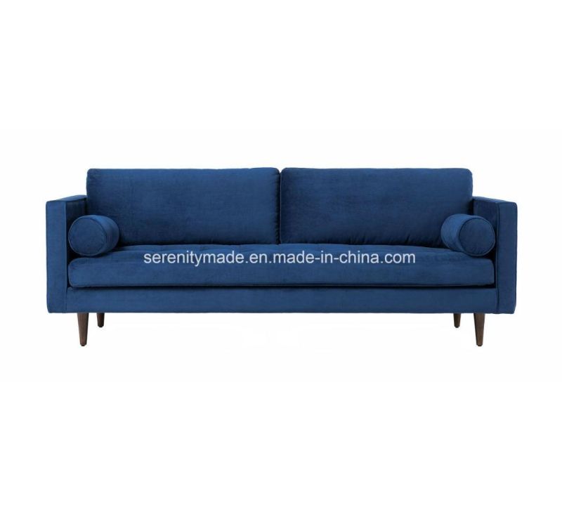 Modern Living Room 3 Seater Velvet Wooden Sofa