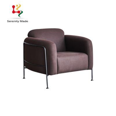 Luxury Living Room Furniture Upholstered Metal Frame Corner Sofa with Single Seat