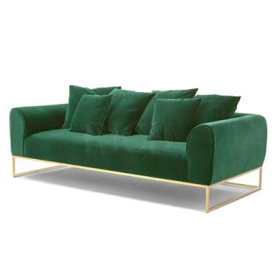Metal Legs Couch Modern Furniture Green Fabric Sofa