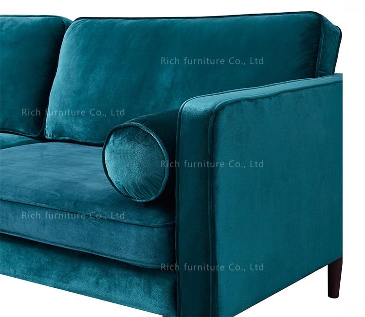 Royal blue Fabric Velvet Couch Living Room Furniture Lounge Sofa Modern