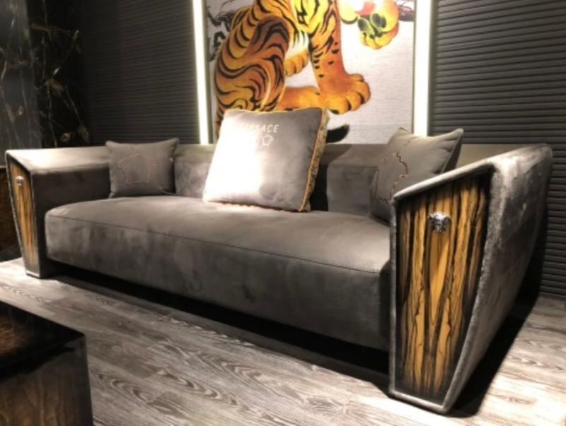 Italian Design Velvet Wood Upholstered Modern Home Furniture Living Room Sectional Sofa Living Room Sofa Set Furniture Luxury Sofa