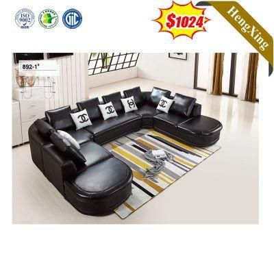 White/Black U Shaped Breathing Leather Corner Sectional Living Room Sofa