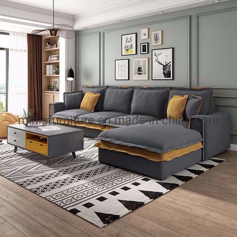 (MN-SF43) Factory Grey Fabric Living Room L-Shaped Sofa