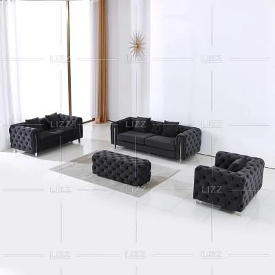 Modern Couch Set Living Room Sofa Luxury Chesterfield 3 Seater Fabric Sofa
