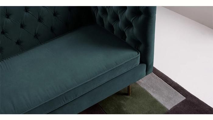 Modern Couch Living Room Furniture Green Velvet Sofa with Bench