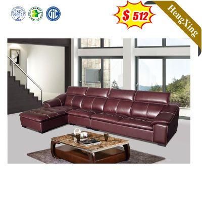 Luxury Red Leather Sofa Furniture Set Home L Shape Living Room Sofa