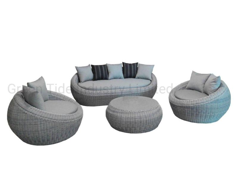 Hot Sale Outdoor Furniture Round Wicker Rattan Egg Sofa Set 4PCS