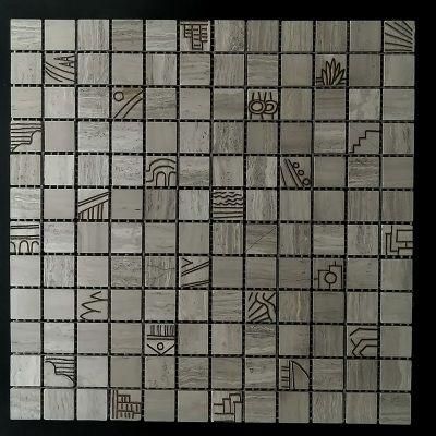 Grey Wood Marble, End 3 D Printing Ink Jet Mosaic Polished Surface, Used in The Kitchen, Sofa, TV Setting