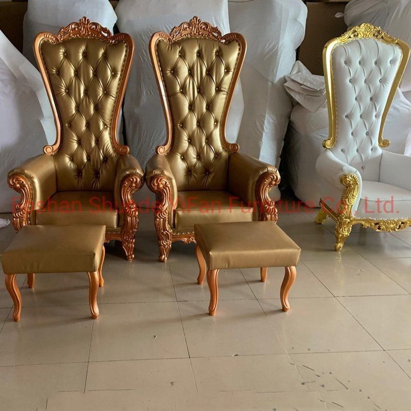 Hotel Lobby Furniture High Back King Throne Wedding Chairs in Optional Sofa Chair Color and Couch Cover Material