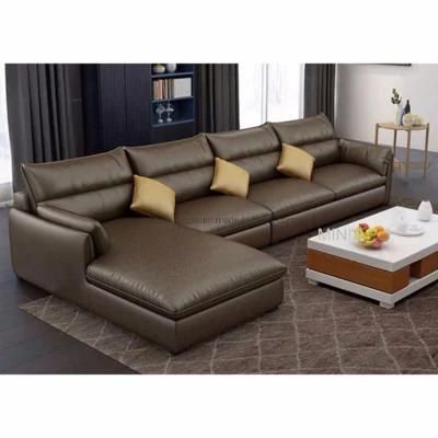 (MN-HSF25) Simple Style Home Living Room Furniture L Shaped Leather Sofa