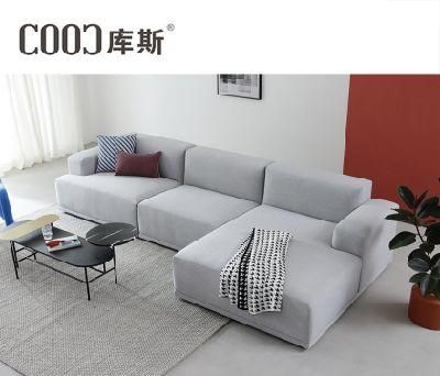 Modern Home Living Room Furniture Set Grey Velvet Fabric Corner Sofa