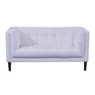 Modern European Furniture White Lounge Couch Luxury Leather Living Room Wooden Sofa